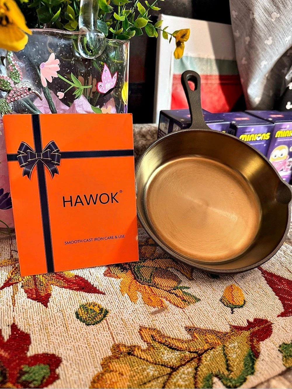 HAWOK Smooth Cast Iron Skillet Brown